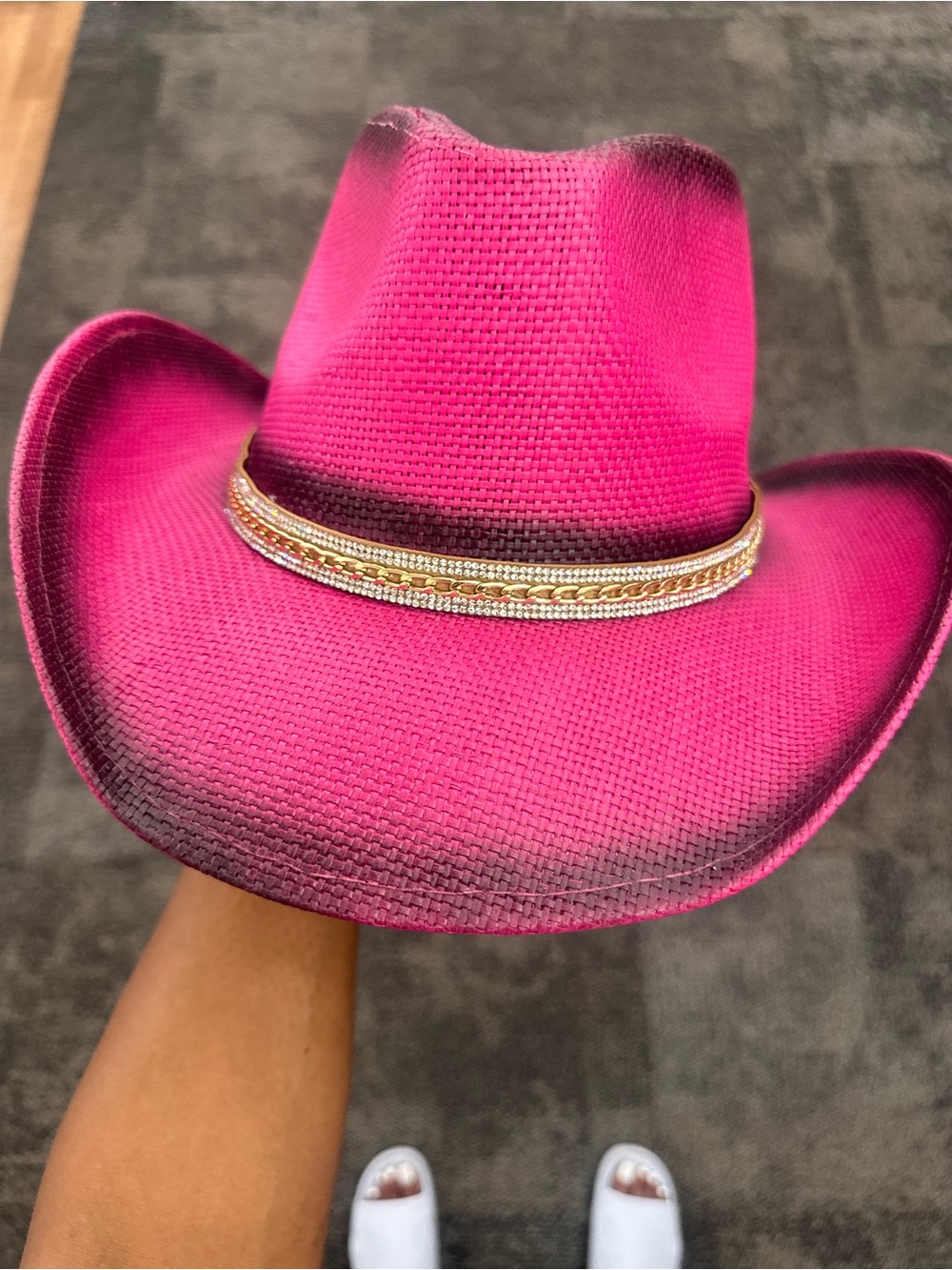 Women's Hot Pink Cowboy Hat with Decorative Band